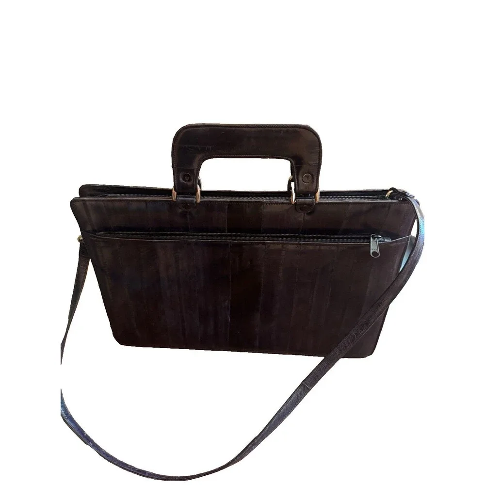 Briefcase Laptop Messenger Bag Vintage Attache Case Eel Skin Grey